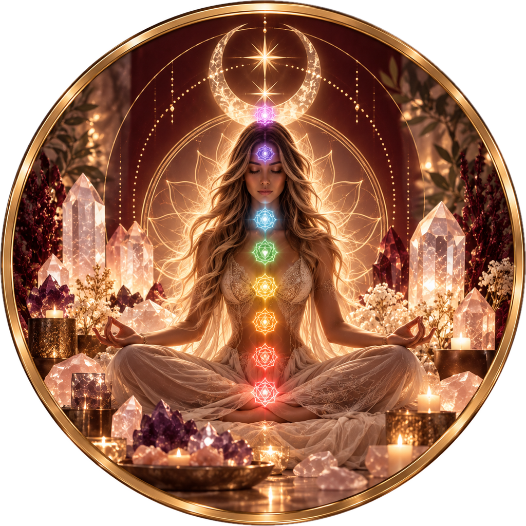 Lana emblem — a meditating figure within a golden circle